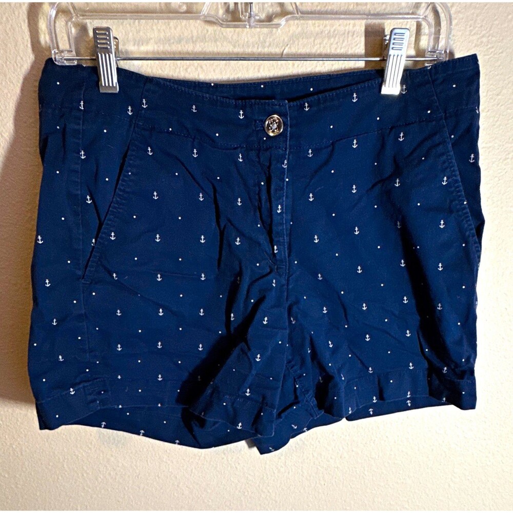 Nautica Women’s Chino Shorts Blue Anchor Print Size 8 Waist 32"